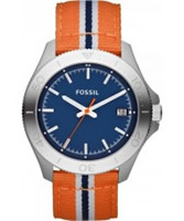 Buy Fossil Mens Blue and Orange Retro Traveller Watch online