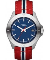 Buy Fossil Mens Blue and Red Retro Traveller Watch online