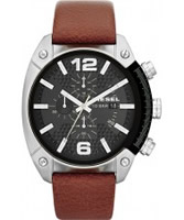 Buy Diesel Mens Overflow Tan Leather Strap Watch online