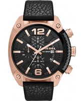 Buy Diesel Mens Overflow Black Leather Strap Watch online