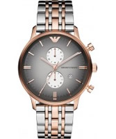 Buy Emporio Armani Mens Grey and Rose Gold IP Gianni Watch online