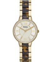 Buy Fossil Ladies Tortoise and Gold Virginia Watch online