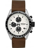 Buy Fossil Mens Cream and Brown Decker Chronograph Watch online