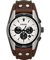 Buy Fossil Mens Cream and Brown Coachman Chronograph Watch online