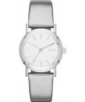 Buy DKNY Ladies Lexington Silver Leather Strap Watch online