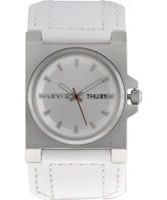 Buy Levis Ladies Silver Dial White Leather Strap Watch online