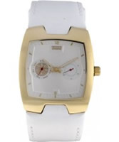 Buy Levis Ladies White Dial And Strap With Gold Plated Head Case Watch online