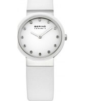 Buy Bering Time Ladies Ceramic White Calfskin Watch online