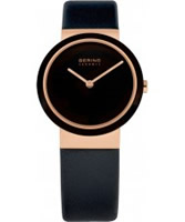 Buy Bering Time Ladies Ceramic Black Calfskin Watch online