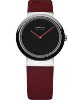 Buy Bering Time Ladies Ceramic Red Calfskin Watch online