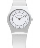 Buy Bering Time Ladies Ceramic White Calfskin Watch online