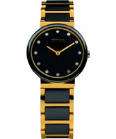 Buy Bering Time Ladies Ceramic Black Gold Watch online