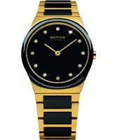 Buy Bering Time Ladies Ceramic Black Gold Watch online