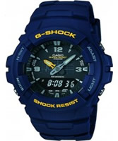 Buy Casio Mens G-Shock Black and Blue Resin Strap Watch online