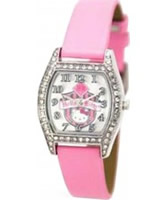 Buy Hello Kitty Ladies Kitty Coat Of Arms Stone Set Silver Pink Watch online