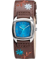 Buy Kahuna Ladies Brown Floral Cuff Watch online