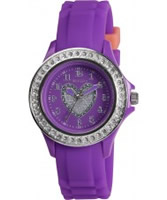 Buy Tikkers Girls Purple Stone Set Heart Watch online