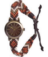 Buy Kahuna Ladies Brown Woven Fabric Friendship Watch online