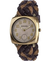 Buy Kahuna Mens Brown Woven Leather Strap Watch online