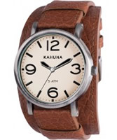 Buy Kahuna Mens Oversized Tan Leather Cuff Watch online