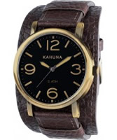 Buy Kahuna Mens Oversized Brown Leather Cuff Watch online