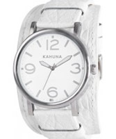 Buy Kahuna Mens Oversized White Leather Cuff Watch online