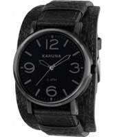 Buy Kahuna Mens Oversized Black Leather Cuff Watch online