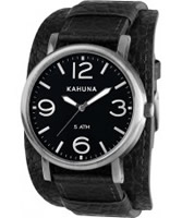 Buy Kahuna Mens Oversized Black Leather Cuff Watch online