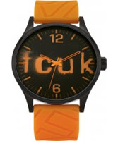 Buy French Connection Mens Black and Orange Silicone Watch online