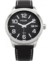 Buy French Connection Mens Black Leather Strap Watch online