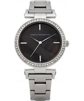Buy French Connection Ladies Silver Black Crystal Watch online