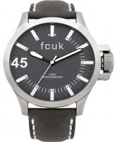 Buy French Connection Mens Fcuk Grey Leather Watch online