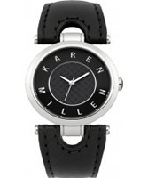 Buy Karen Millen Ladies Black Leather Watch online