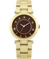 Buy Karen Millen Ladies Gold and Brown Steel Watch online