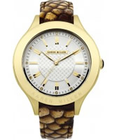 Buy Karen Millen Ladies Gold and Brown Leather Strap Watch online