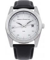 Buy French Connection Mens Black and White Leather Watch online