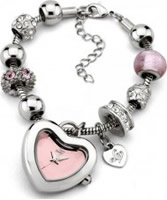 Buy Lipsy Ladies Pink and Silver Charm Bracelet Watch online