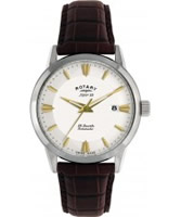 Buy Rotary Mens Les Originales White Dial Brown Leather Strap Watch online