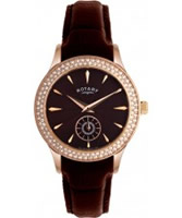 Buy Rotary Ladies Timepieces Crystals Brown Dial And Leather Strap Watch online