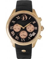 Buy Project D Ladies Chronograph Black Leather Strap Watch online