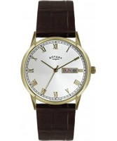 Buy Rotary Mens White and Brown Leather Watch online