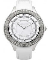 Buy Karen Millen Ladies White Leather Stone Set Watch online