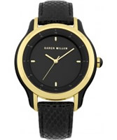 Buy Karen Millen Ladies Black Gold IP Watch online