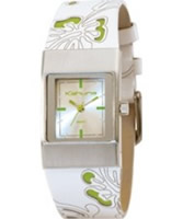 Buy Kahuna Ladies Silver Dial White Floral Cut Strap Watch online
