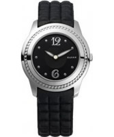 Buy Mango Ladies Black Dial With Black Leather Strap Watch online