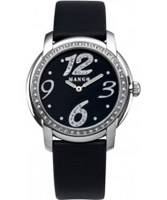 Buy Mango Ladies Black Dial With Crystals And Black Leather Strap Watch online