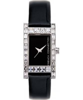 Buy French Connection Ladies Stone Set Black Dial Leather Strap Watch online