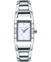 Buy French Connection Ladies Rectangular Silver Dial Stone Set Steel Watch online