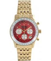 Buy Krug Baumen Air Traveller Red Dial Steel-Gold Strap online