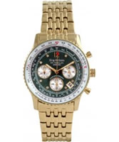 Buy Krug Baumen Air Traveller Green Dial Gold Plated Strap online